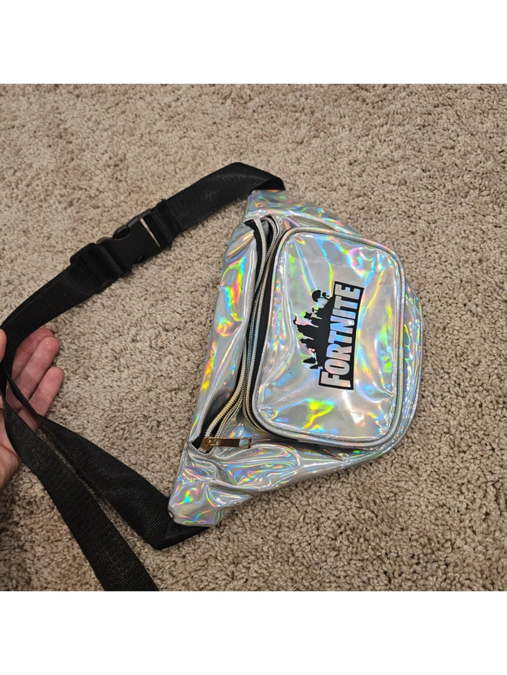 Fortnite Holographic Silver Fanny Pack Belt Bag